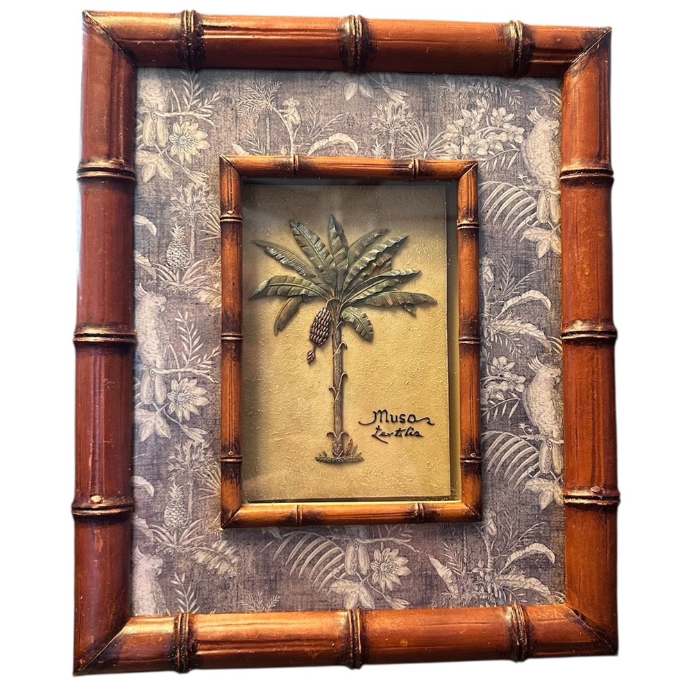 Vintage Charlene Audrey/Pela‎ ConceptPalmTree Bamboo Style Shadow Box Frame READ